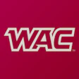WAC Western Athletic Conference logo in white lettering on crimson red background