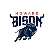 Howard Bison logo featuring a charging bison mascot in navy blue with horns and gray accents