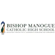 Bishop Manogue Catholic High School logo with shield crest and tagline educating through faith, leadership, knowledge and compassion