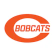 Bobcats logo featuring orange oval with white interior and bold red text