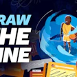 Young basketball player in yellow jersey holding a ball with blue swirling motion effect and 'Draw the Line' text on dark background