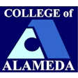 College of Alameda logo featuring geometric blue triangle with white 'A' symbol and white text