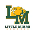 Little Miami Schools logo featuring a gold lion mascot head with forest green LM letters