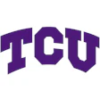 TCU purple and white geometric logo with bold angular letterforms