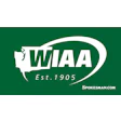 WIAA logo featuring Washington state silhouette with white text on forest green background, established 1905