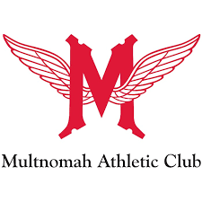 Multnomah Athletic Club logo featuring red letter M with symmetrical wings