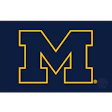 University of Michigan 'M' logo in gold outline on navy blue background