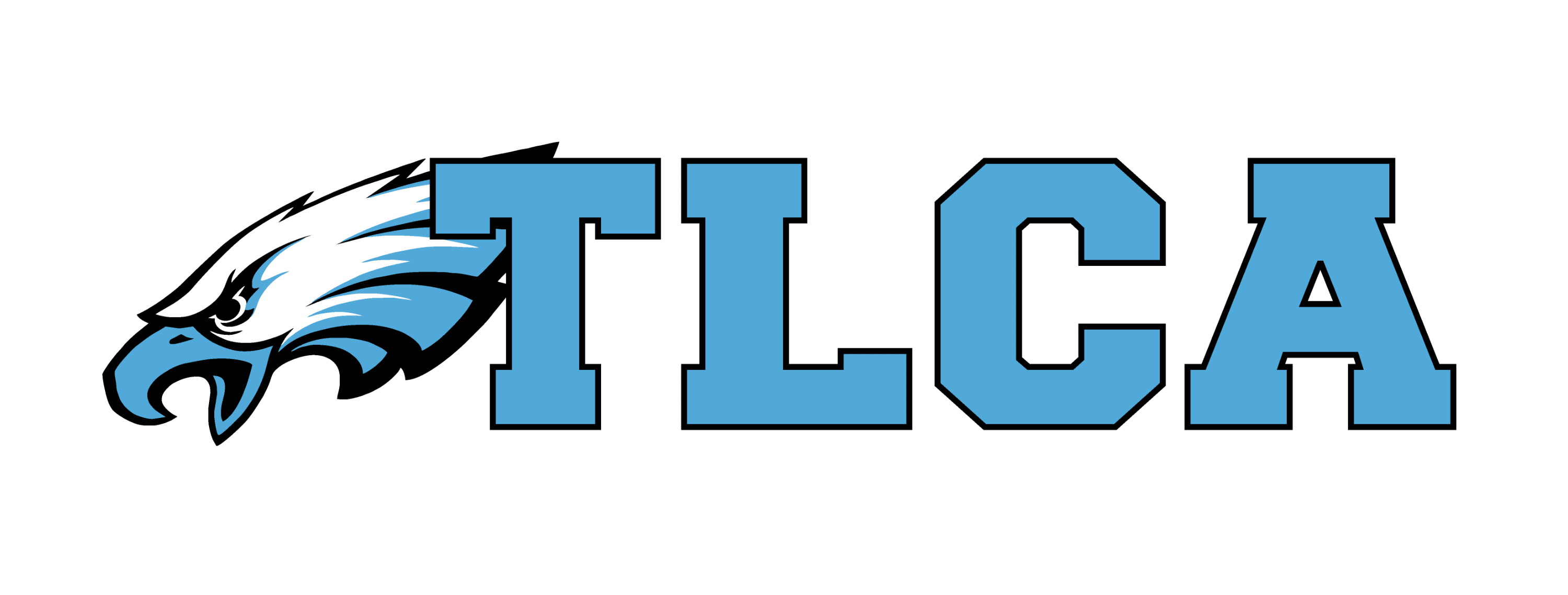 TLCA logo featuring blue eagle mascot with bold text wordmark