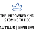 Promotional announcement featuring blue crown icon with text 'The Uncrowned King Is Coming to FIBO' and Nautilus Kevin Levrone branding