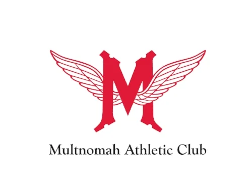 Multnomah Athletic Club logo featuring red winged 'M' symbol with organization name