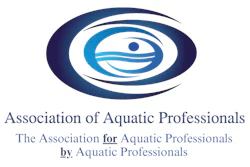 Association of Aquatic Professionals logo featuring a stylized eye symbol in blue and white concentric ovals