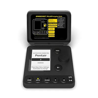 Pentair Speedset Plus navigation control device with black casing, digital display screen, and control buttons