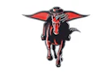 Texas Tech Red Raiders logo featuring a stylized cowboy rider on horseback in red and black