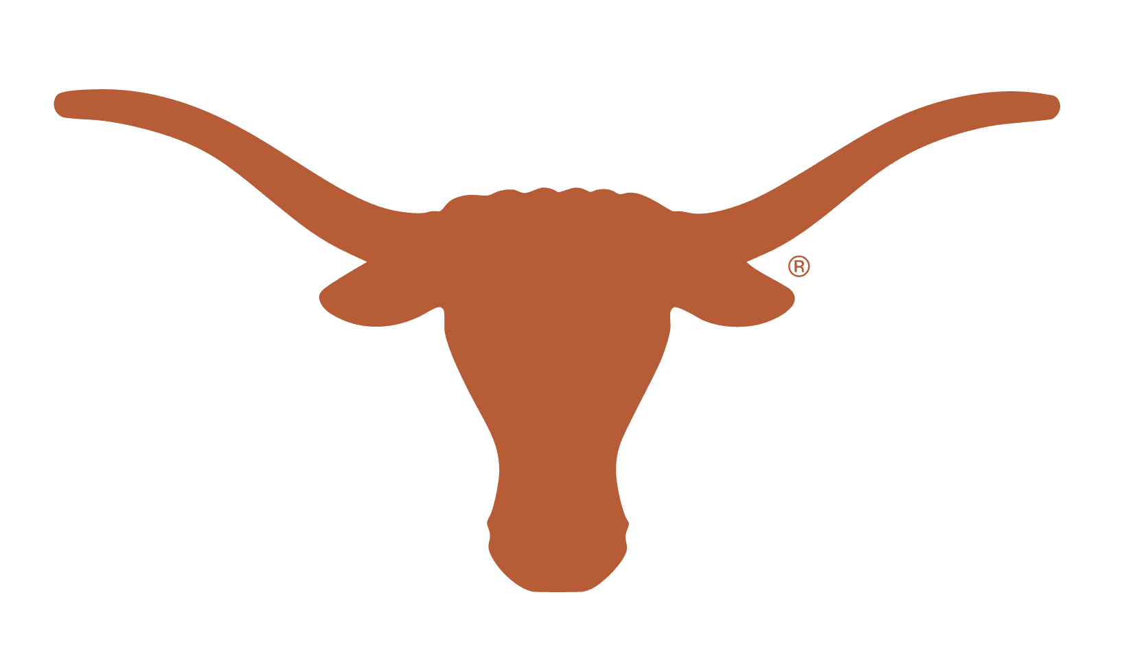 Texas Longhorns burnt orange longhorn steer head logo with registered trademark symbol