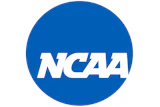 NCAA logo featuring white text on a blue circular background