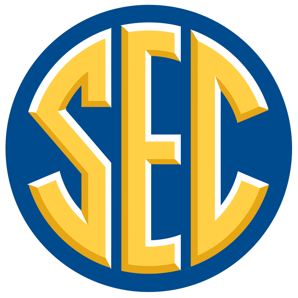 SFE financial services logo featuring stylized letters in gold on navy blue circular badge