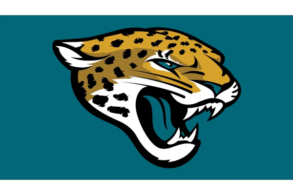 Jacksonville Jaguars logo featuring a snarling jaguar head in gold with black spots on teal background