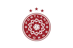 Portland Thorns FC logo featuring a maroon circular badge with white rose and text