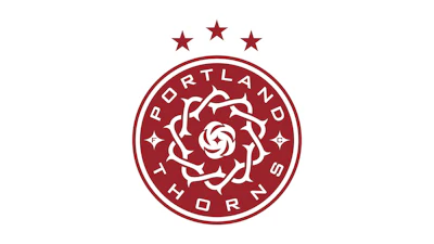 Portland Thorns FC logo featuring a maroon circular badge with white rose and text