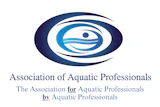 Association of Aquatic Professionals logo with stylized eye symbol in navy and cyan blue