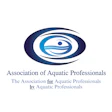 Association of Aquatic Professionals logo with stylized eye symbol in navy and cyan blue