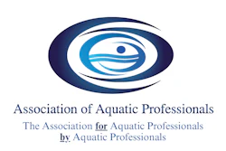 Association of Aquatic Professionals logo with stylized eye symbol in navy and cyan blue