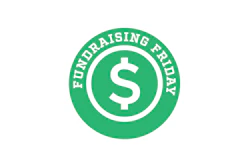 Fundraising Friday green circular logo with dollar sign symbol and white text