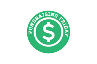 Fundraising Friday green circular logo with dollar sign symbol and white text