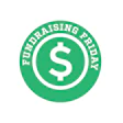 Fundraising Friday logo with green circular badge featuring white dollar sign symbol