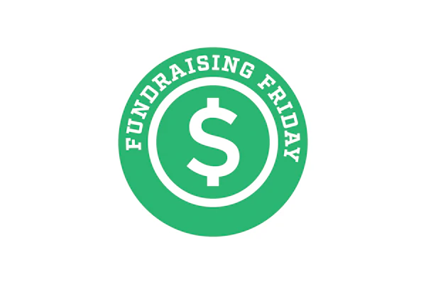Fundraising Friday green circular logo with white dollar sign symbol