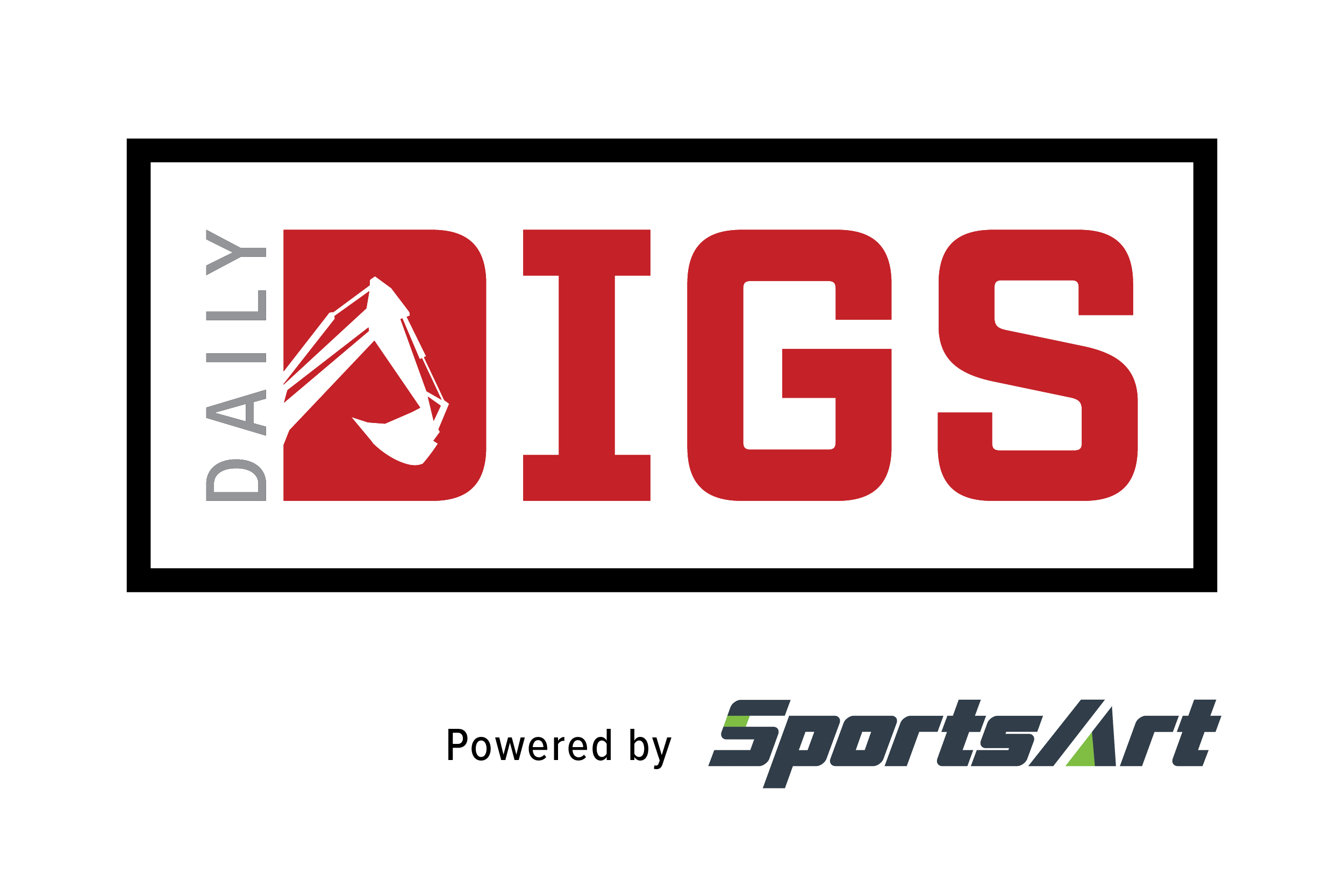 Daily Digs logo featuring red shovel icon and text with gray 'Daily' label, powered by SportsArt