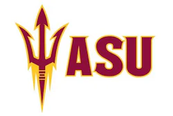 Arizona State University ASU logo with maroon and gold trident symbol