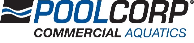 PoolCorp Commercial Aquatics logo with blue wave symbol and text