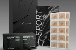 Intake Enduro Pro sport supplement product set with black packaging boxes and tan-colored sachets displayed