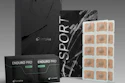 Intake Enduro Pro sport supplement product set with black packaging boxes and tan-colored sachets displayed