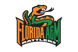 Florida A&M Rattlers logo featuring an orange and green coiled snake mascot with text