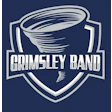 Grimsley Band logo featuring a tornado symbol on a navy shield with white text