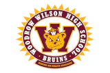 Woodrow Wilson High School Bruins logo featuring maroon W with bear mascot and gold sun-burst seal
