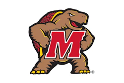 Maryland Terrapins logo featuring a brown terrapin mascot wearing a red jersey with white 'M'