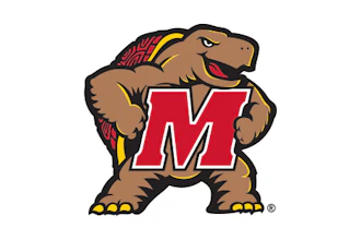 Maryland Terrapins logo featuring a brown terrapin mascot wearing a red jersey with white 'M'
