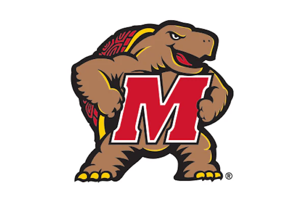 Maryland Terrapins logo featuring a brown terrapin mascot wearing a red jersey with white 'M'