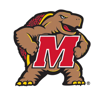 Maryland Terrapins logo featuring a brown terrapin mascot wearing a red jersey with white 'M'