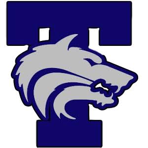 University of Toledo Rockets logo featuring a stylized wolf head in navy blue and gray with integrated letter T