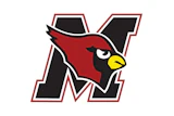 Muncie Cardinals logo featuring a red and black cardinal mascot head integrated with a stylized M letter mark