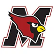 Muncie Cardinals logo featuring a red and black cardinal mascot head integrated with a stylized M letter mark