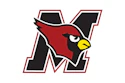 Muncie Cardinals logo featuring a red and black cardinal mascot head integrated with a stylized M letter mark