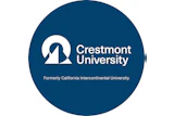 Crestmont University logo featuring a stylized white building icon with dark teal background