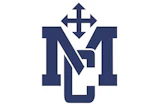 Navy blue geometric logo featuring stylized M letterforms with directional cross arrows