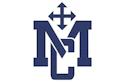 Navy blue geometric logo featuring stylized M letterforms with directional cross arrows