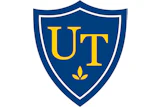 University of Toledo logo featuring gold UT letters and flame symbol on navy blue shield